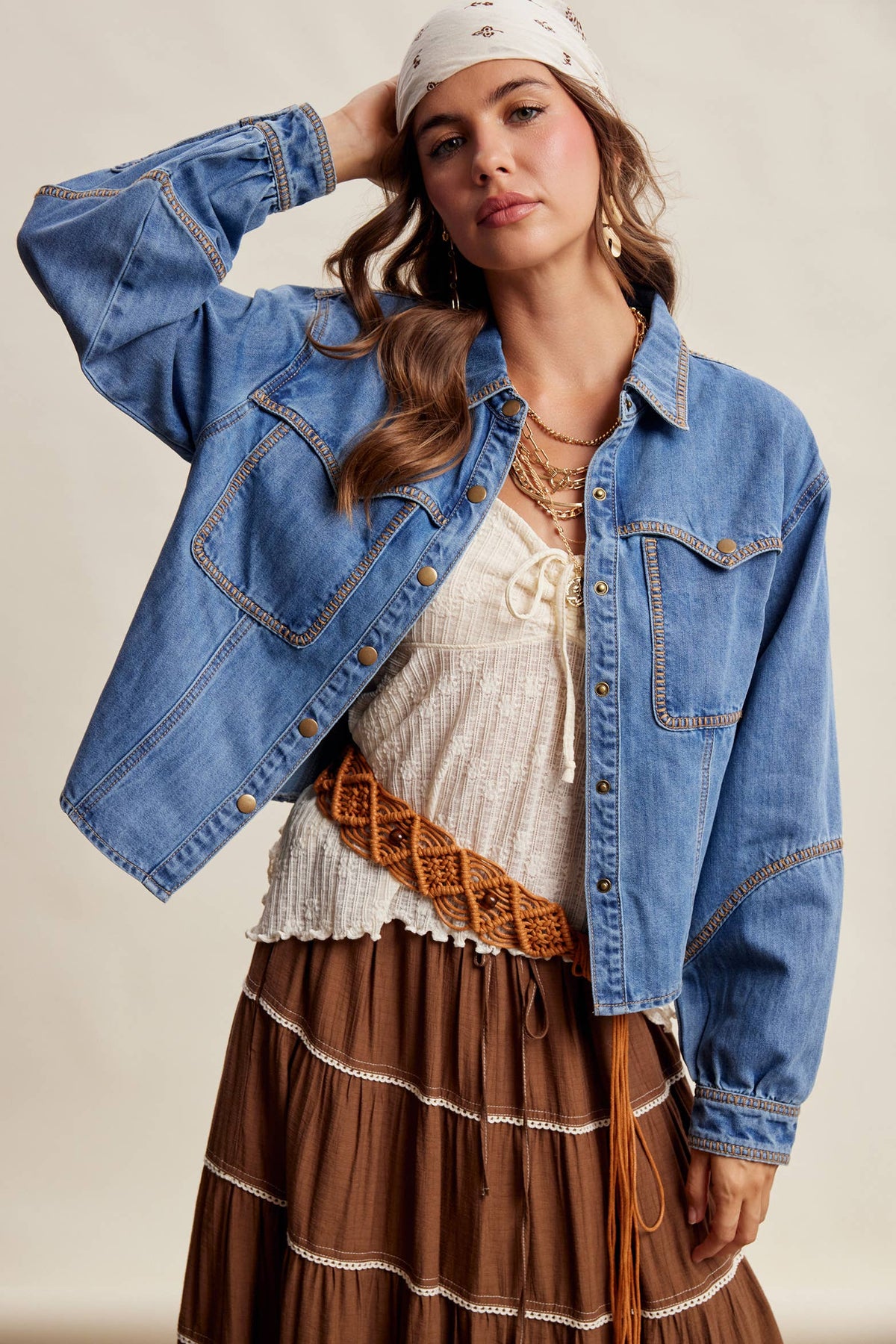 Western Stitch Snap Denim Shirt ~ Washed Colbalt