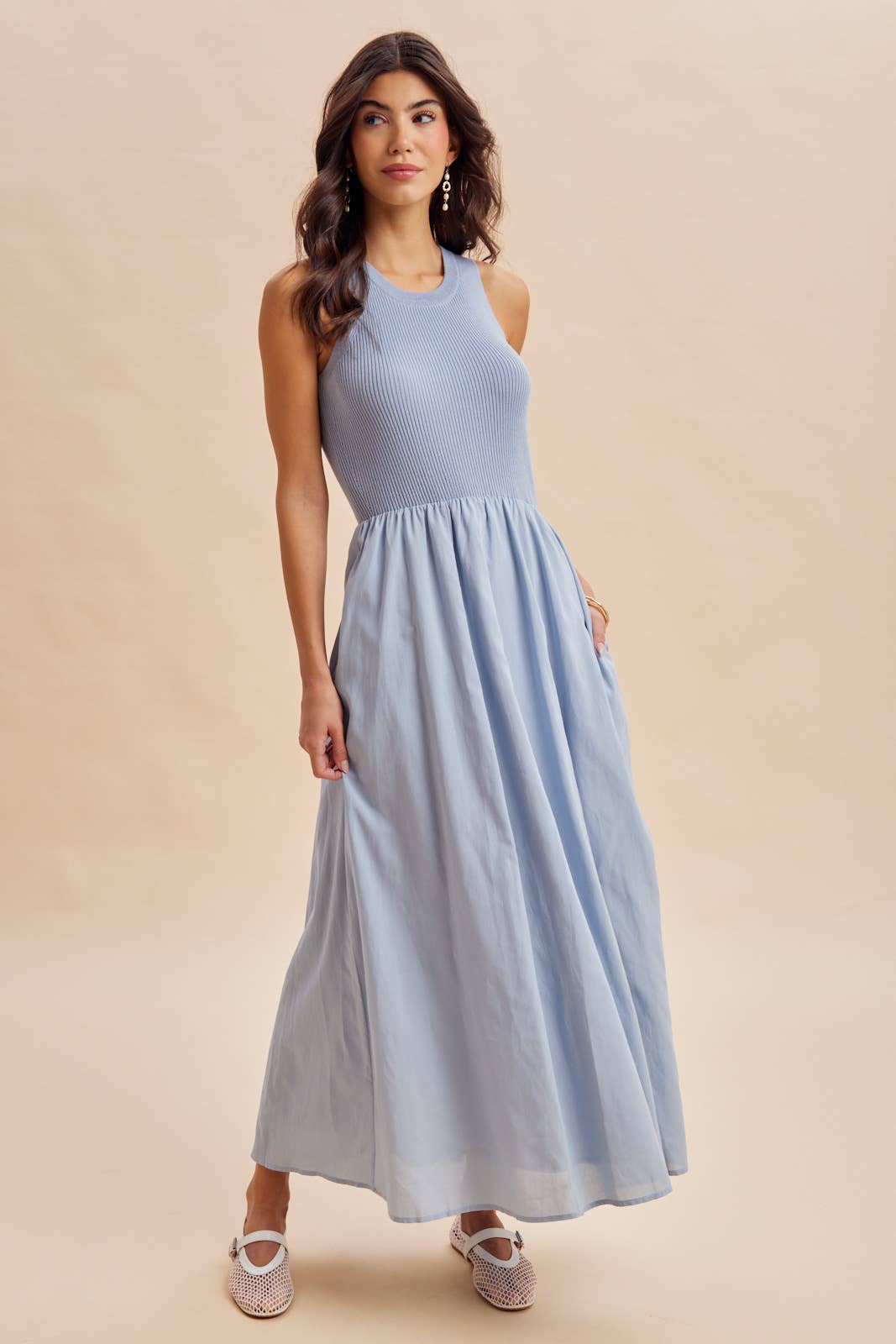 Rosalie Tank Midi Dress ~ Blue Aura