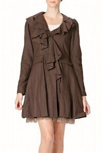 Jasmine Waterfall Ruffle Center Jacket ~ Brown