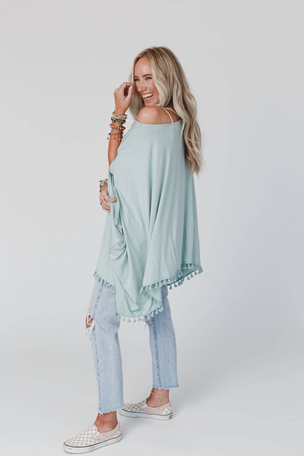 The Wren Tassel Tunic ~ Seafoam