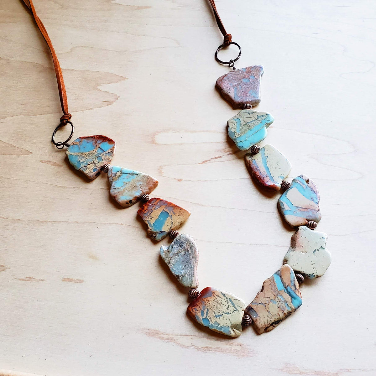 Genuine Aqua Terra Beaded Slab Necklace