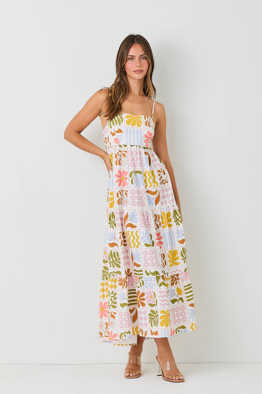 Whitney Woven Linen Maxi Dress ~ Ivory