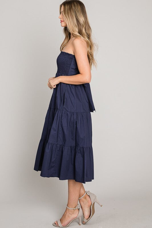 Crystal Tie Back Baby Doll Dress ~ Navy