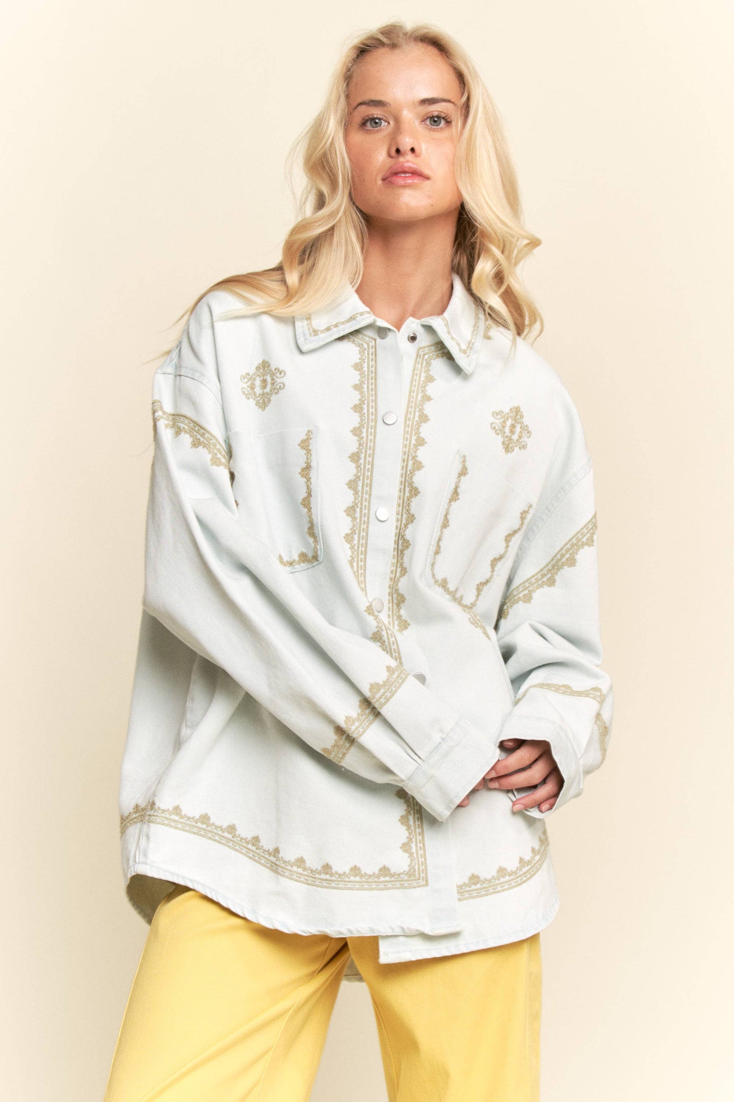 Laniey Soft Wash Denim Shirt Jacket ~ Light Wash