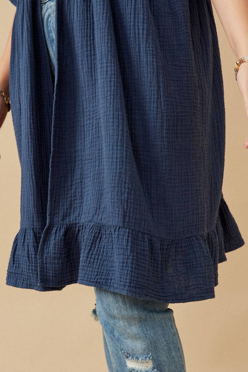Whitley Washed Textured Kimono - Blue