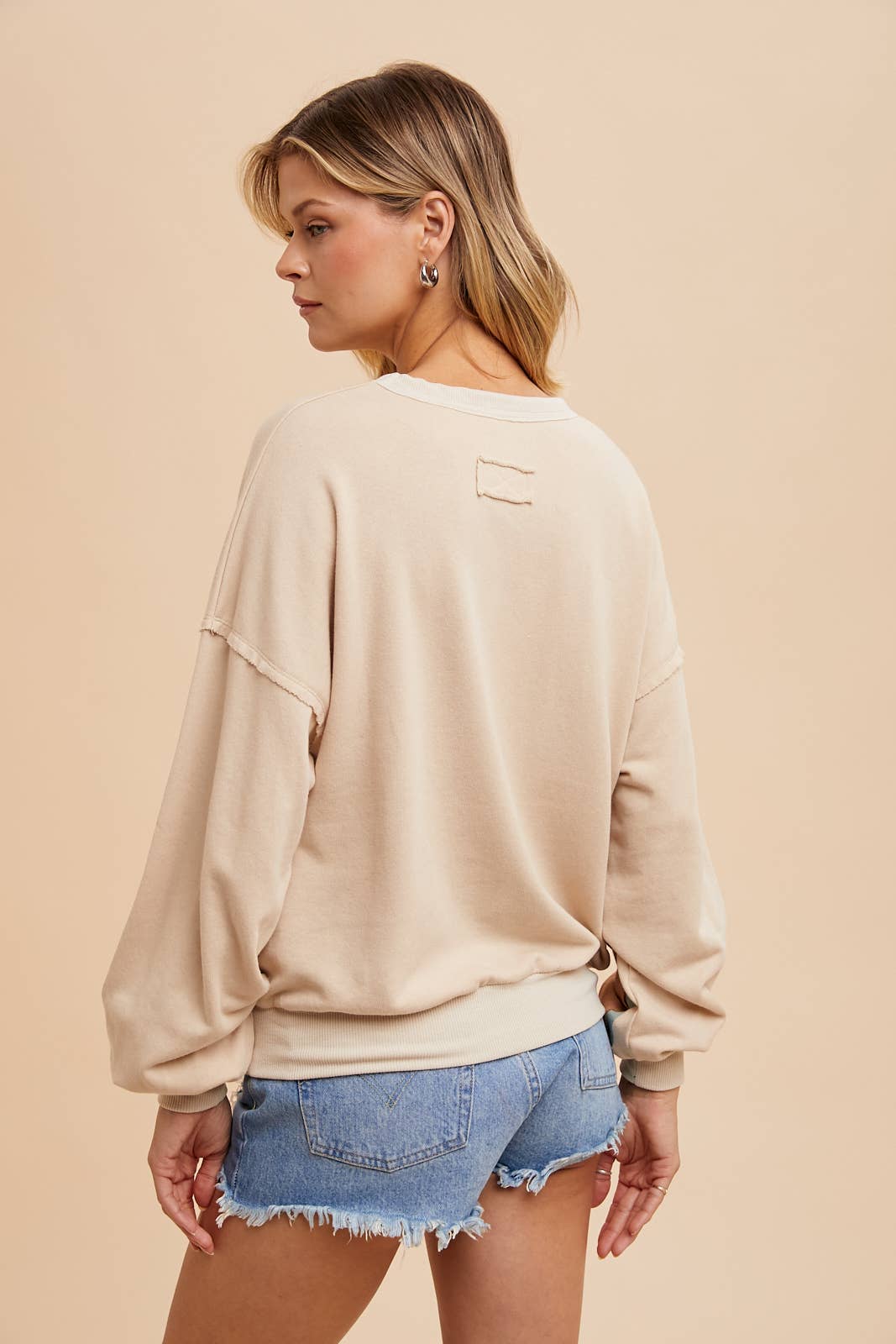 Allie Striped Colorblock Pullover ~ Almond