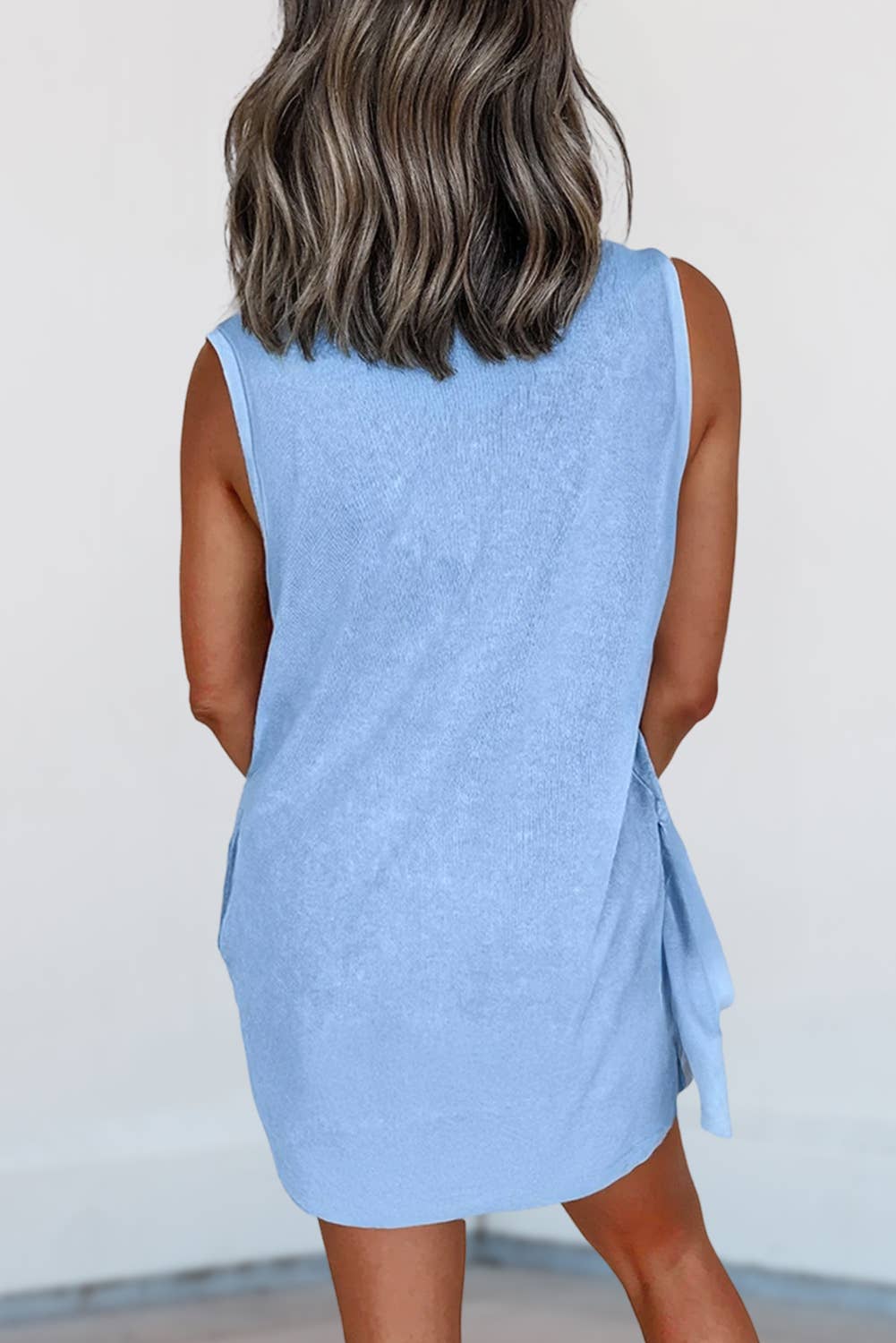 Macey Mineral Wash Tank Mini Dress ~ Blue