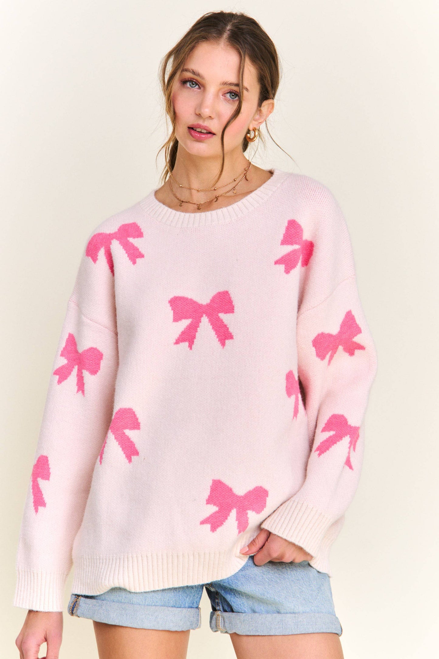 Barbie Pink Bow Detailed Sweater ~ Pink