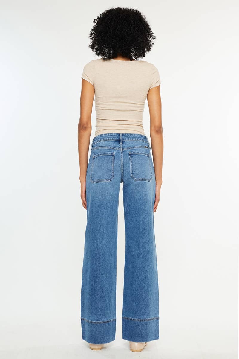 Sherry Mid Rise Wide Leg Jeans ~ Dark Denim
