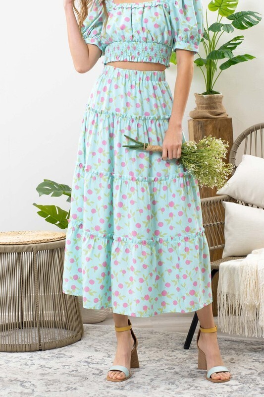 Marlow Fruit Midi Skirt ~ Mint