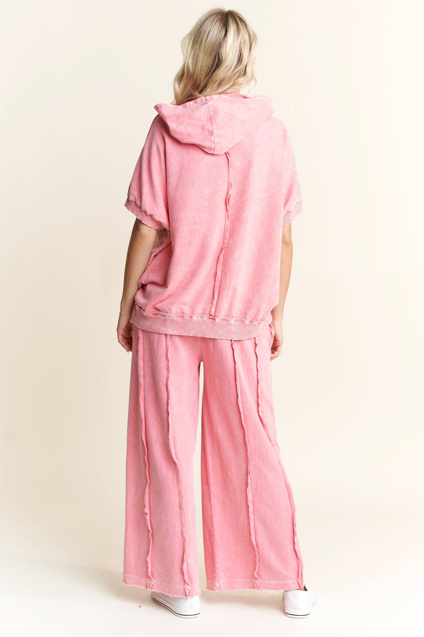 Peyton Mineral Wash Raw Outseam Pants ~ Flamingo