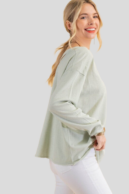 Raven Cross Back Detail Top ~ Sage