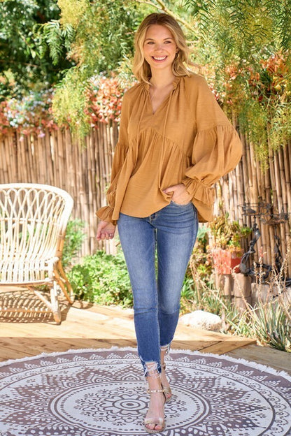 Rosalie Front Tie Top ~ Mustard