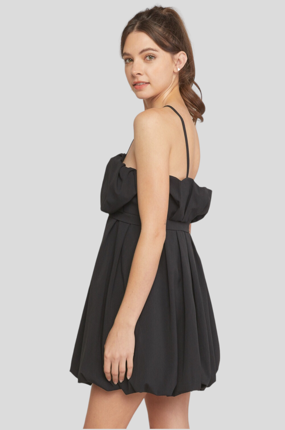 Keira Strappy Bubble Hem Mini Dress ~ Black Spoiled Rotten Boutique Keira Strappy Bubble Hem Mini Dress ~ Black Spoiled Rotten Boutique