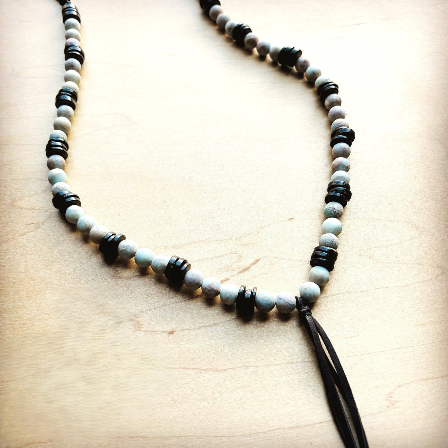 Frosted Aqua Terra Tassel Necklace