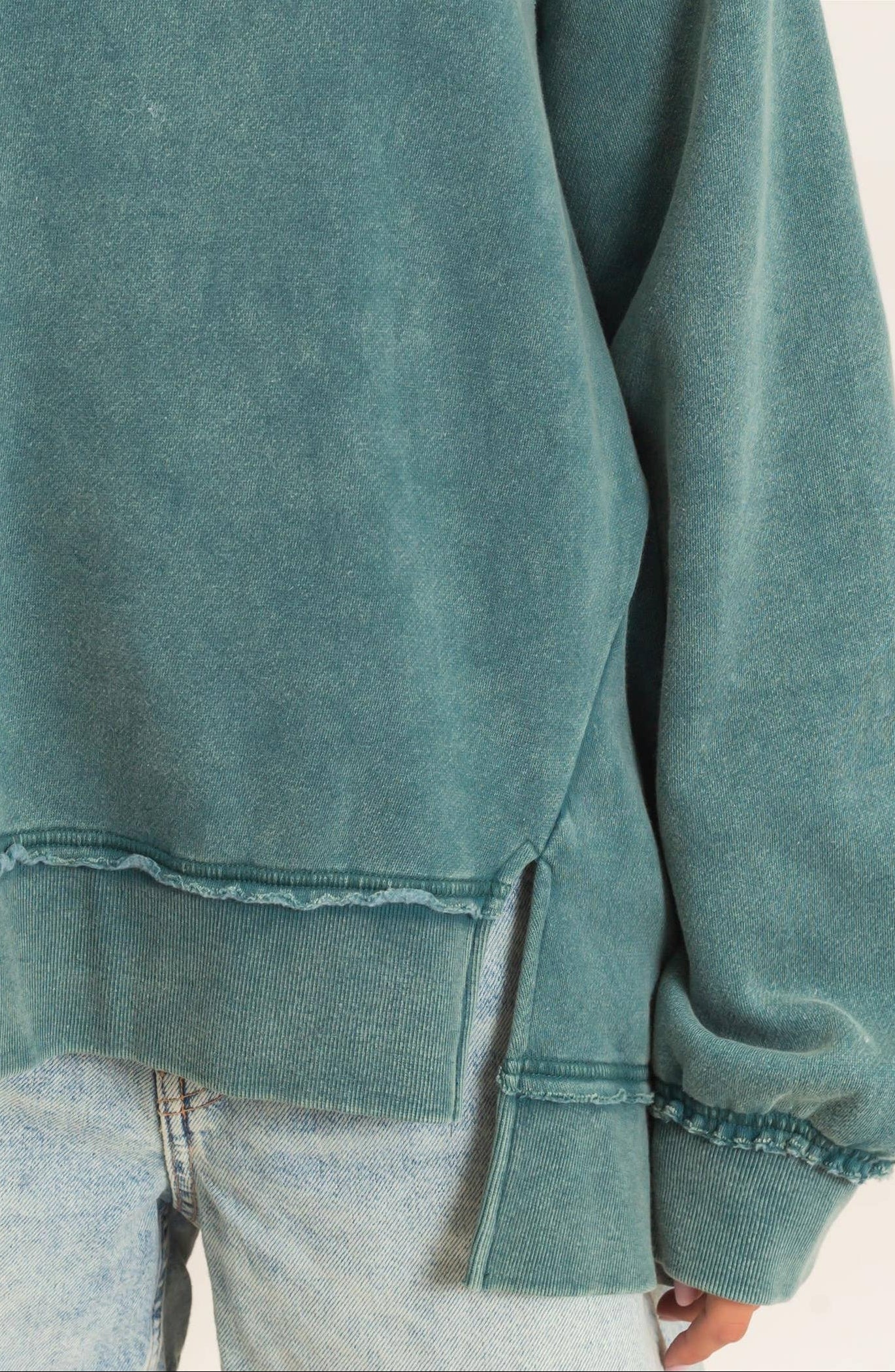 Ashlee Acid Wash Raw Edge Sweatshirt