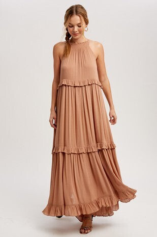 Ellie Tiered Ruffled Maxi Dress ~ Tropical Punch