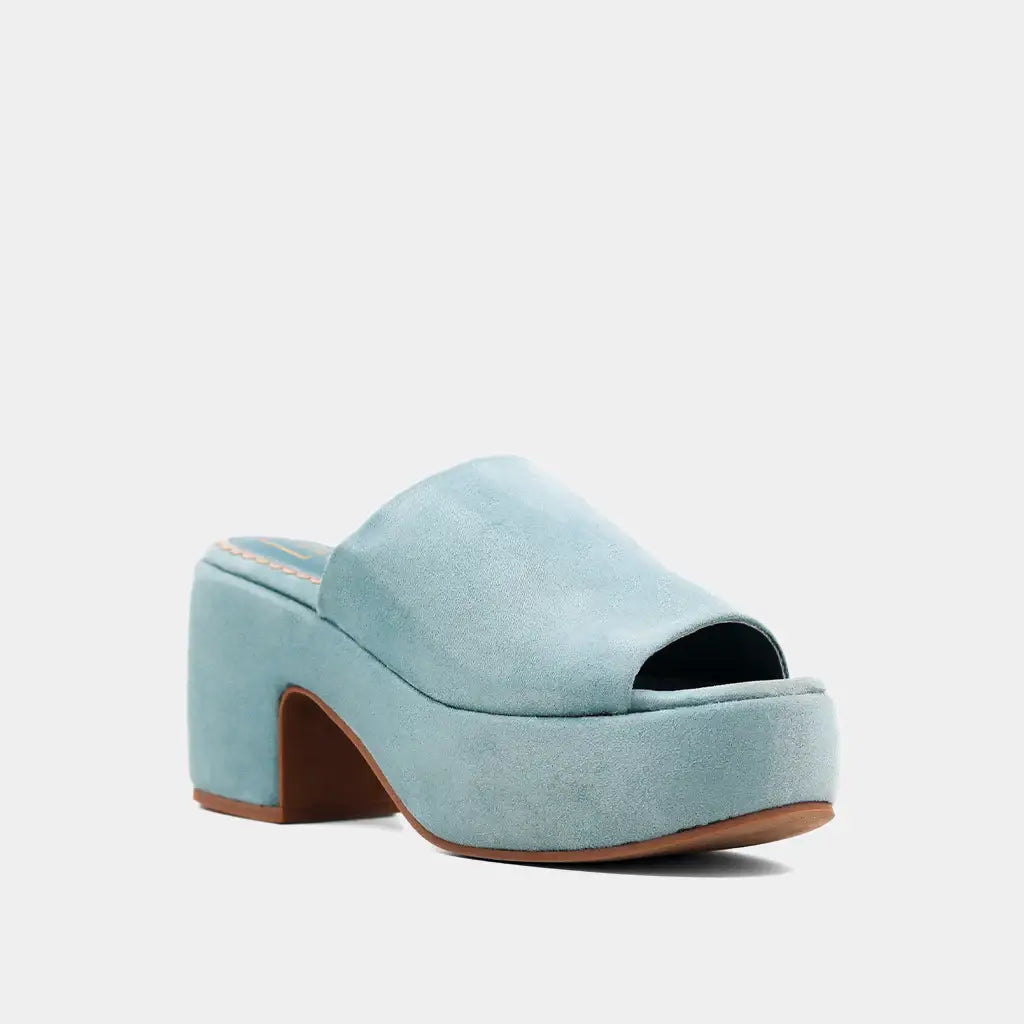 Gypsy Suede Heel Sandal ~ Aqua