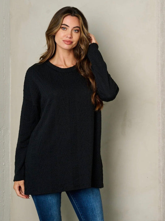 Carla Cable Knit Loose Fit Top ~ Black