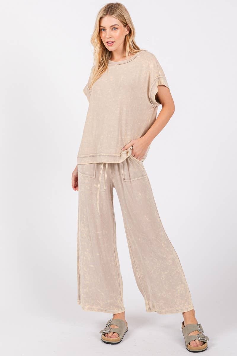 Tiffany Mineral Wash Top ~ Taupe