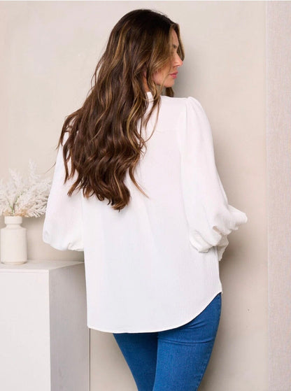 Hannah Smock Sleeve Top ~ Ivory