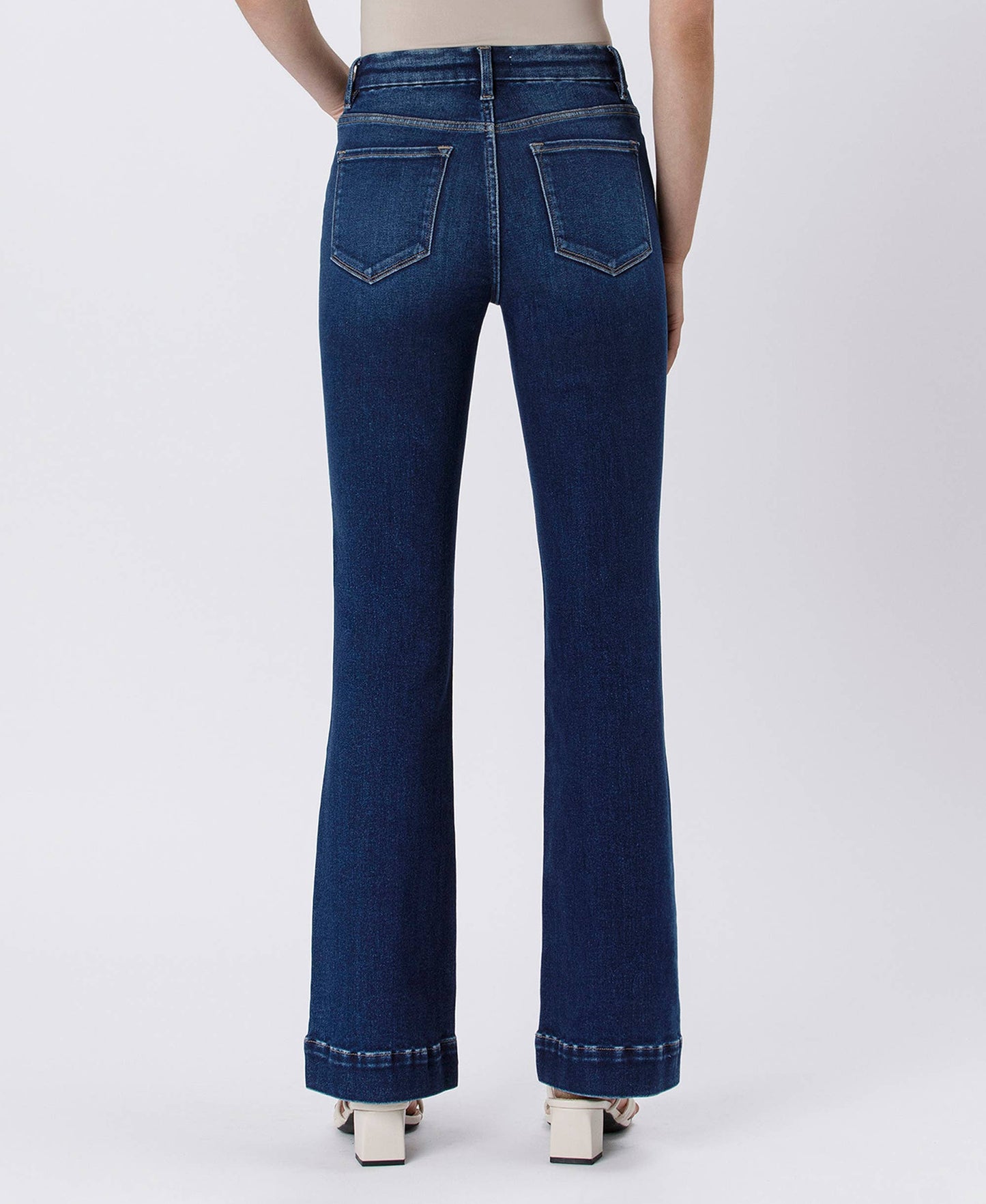 Peyton High Rise Trouser Hem Bootcut Jeans ~ Dark Denim