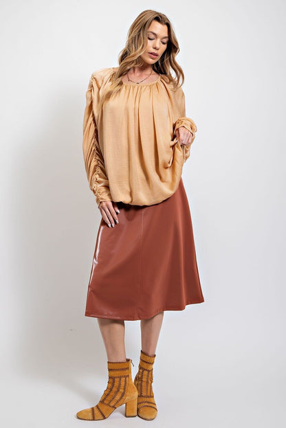 Zoey Dull Satin Loose Fit Top ~ Gold