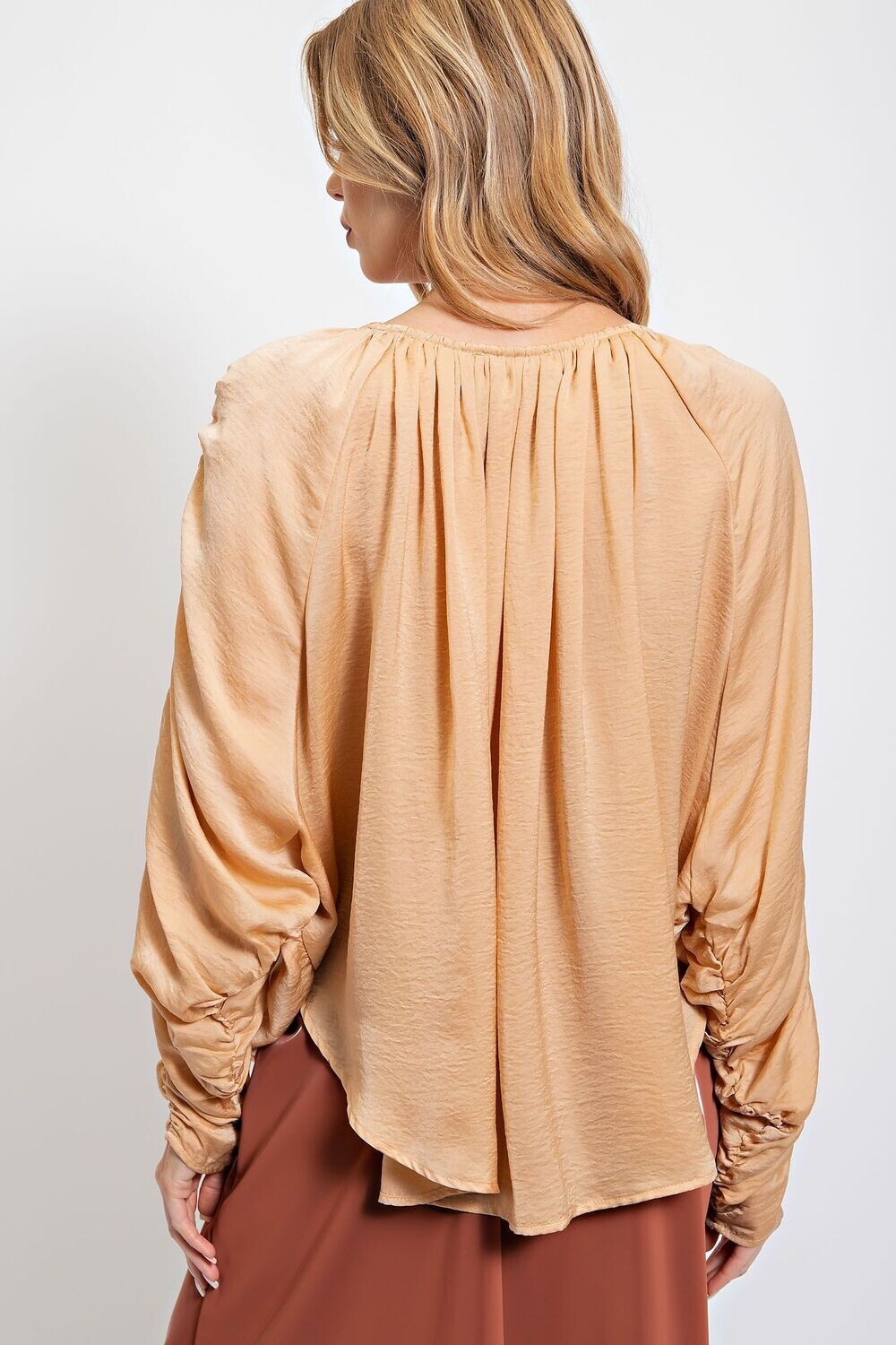 Zoey Dull Satin Loose Fit Top ~ Gold
