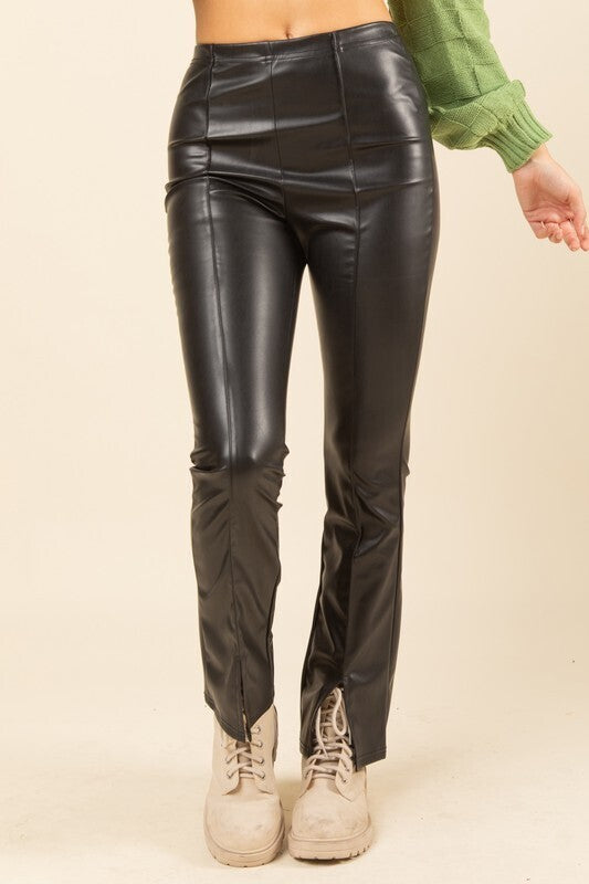 Dior High Waist Bell Bottom Leather Pants ~ Black