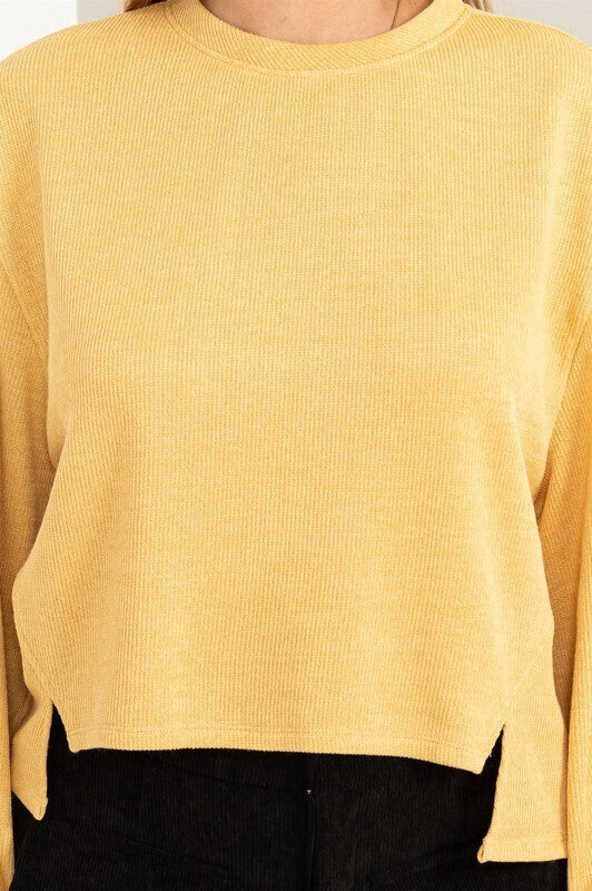 Melody Rib Knit Top ~ Buff Yellow