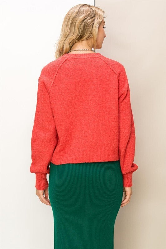 Katie Raglan Sleeve Sweater ~ Red