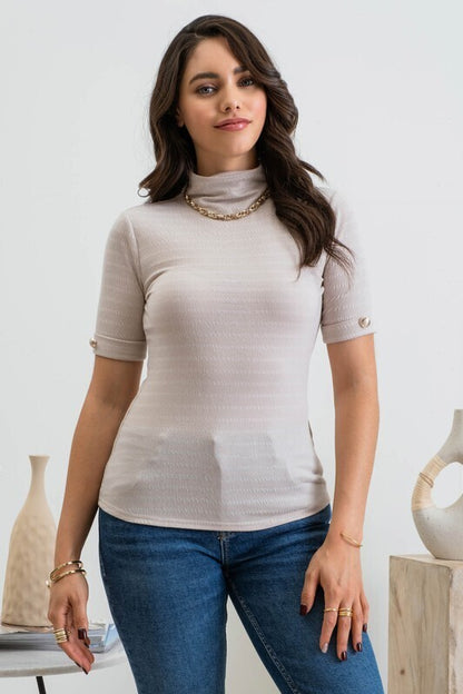 Kate Mock Neck Knit Top ~ Oatmeal