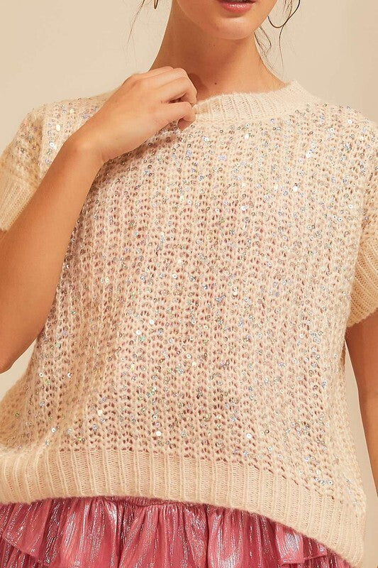 Skylar Sparkle Sweater Top ~ Cream