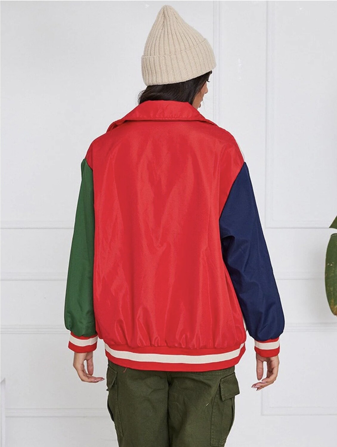 Dee Color Block Letterman Jacket ~ Red
