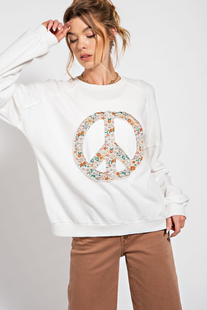 Peace Sign Pullover ~ Off White