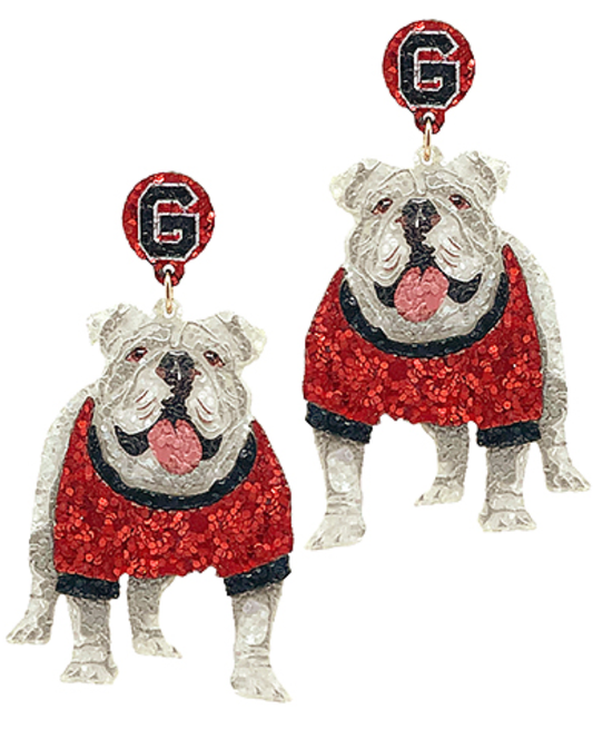 Sparkly UGA Bulldog Earrings