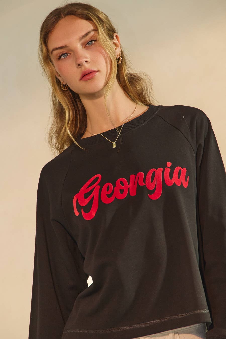 Georgia Cropped State Logo Sweatshirt ~ Black