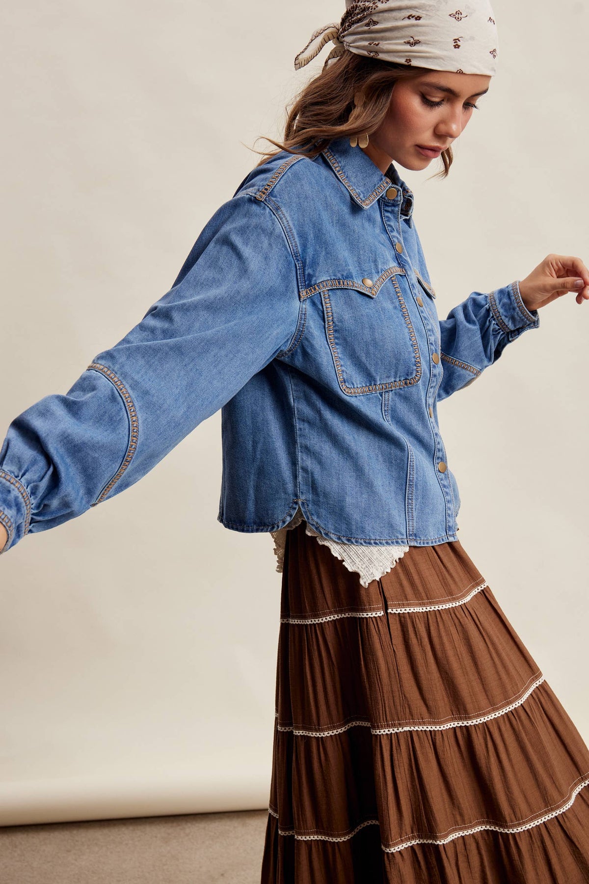 Western Stitch Snap Denim Shirt ~ Washed Colbalt