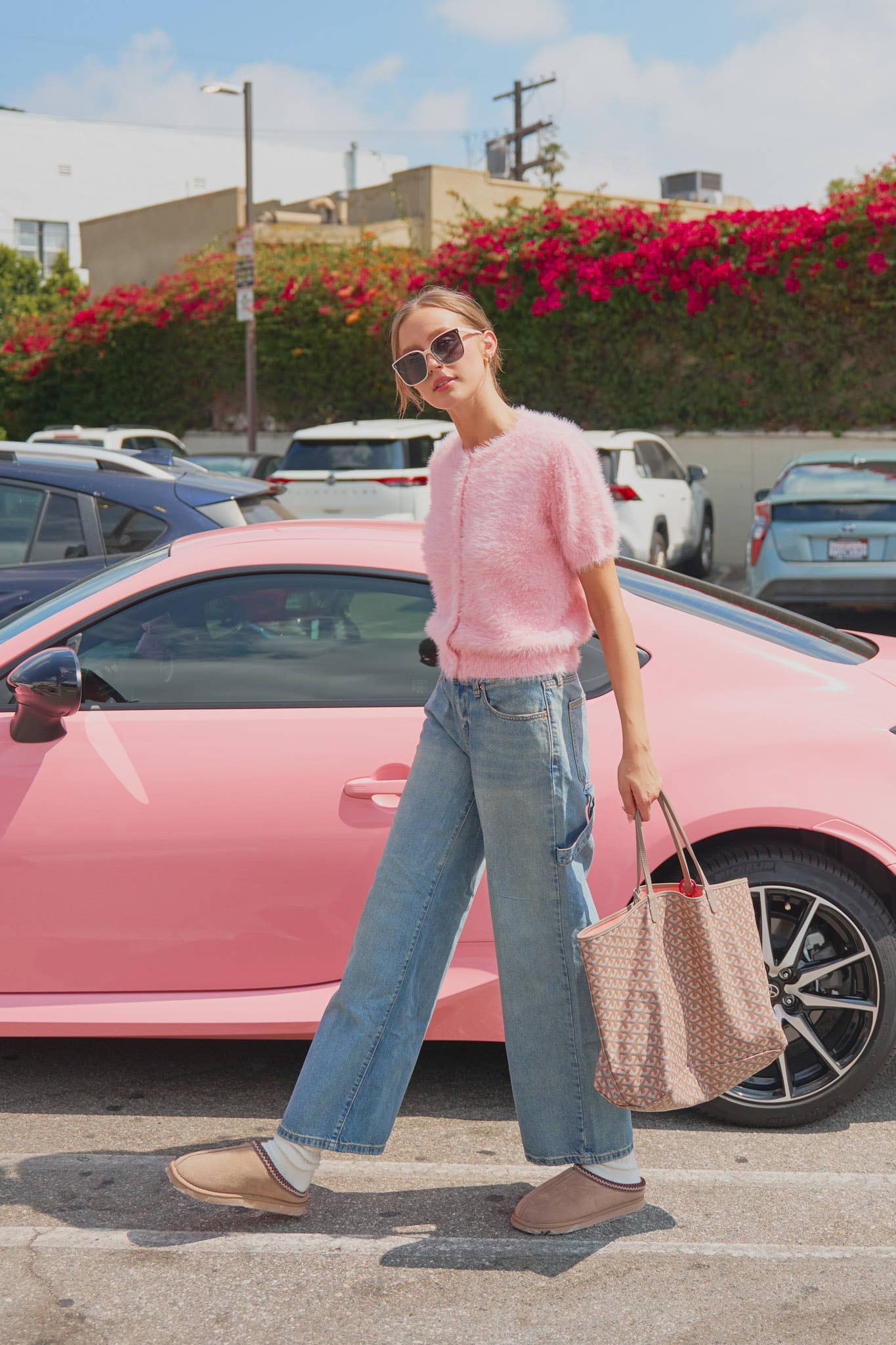 Maddie Mohair Knit Sweater Cardigan ~ Flamingo