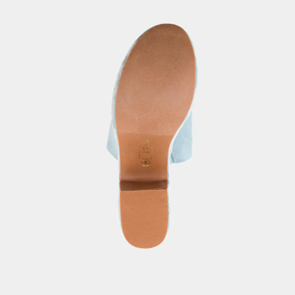 Gypsy Suede Heel Sandal ~ Aqua