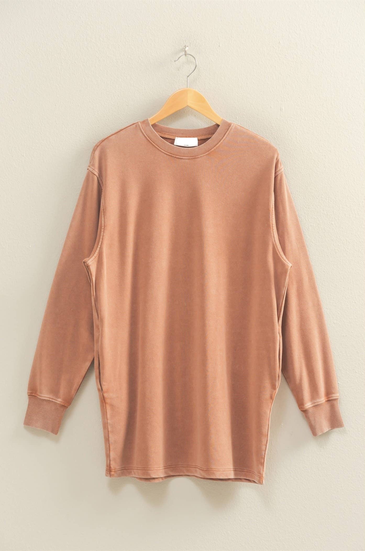 Mickie Mineral Washed Sweatshirt Dress ~ Chestnut