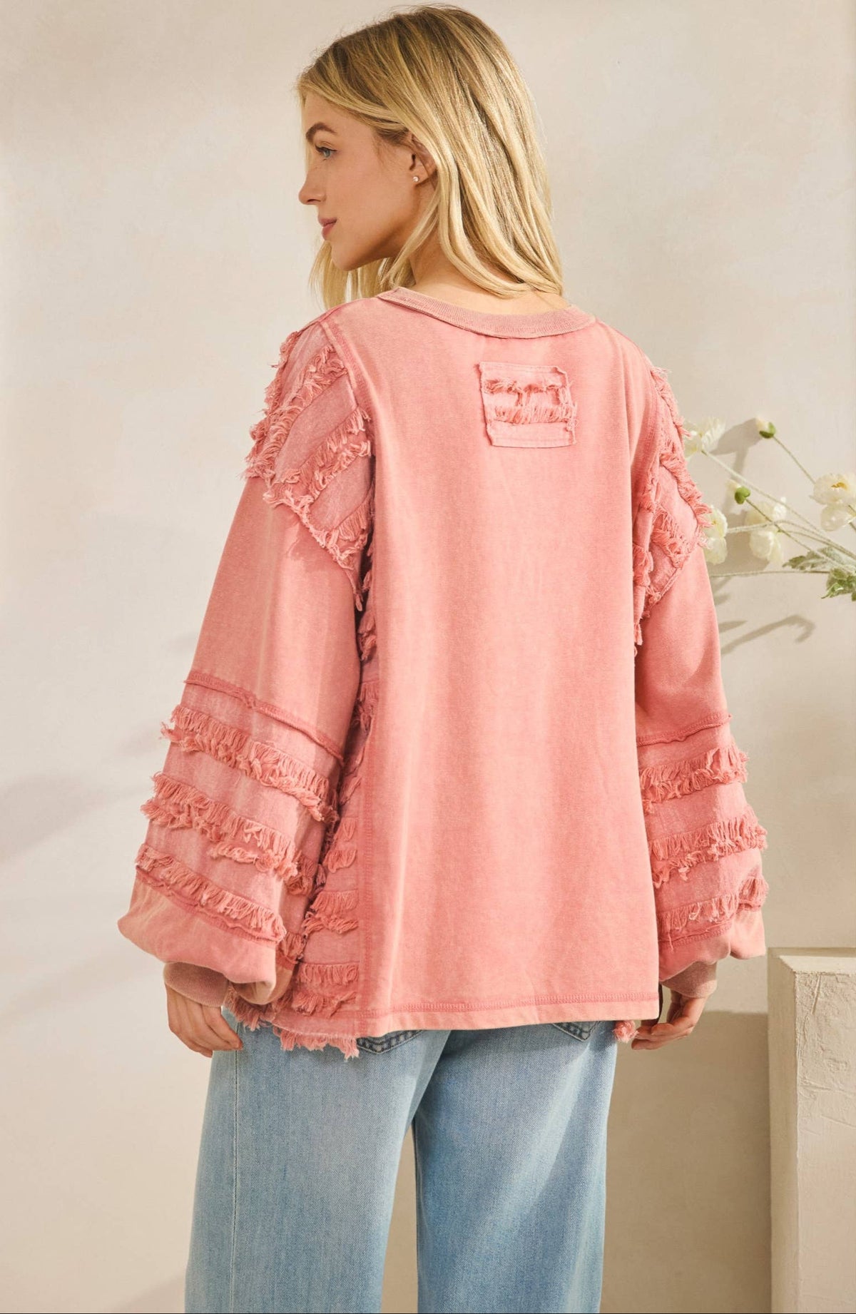 Presley Fringe Bloom Pullover ~ Mauve