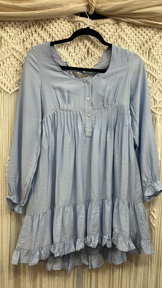 Tinsley Back Lace Up Mini Dress ~ Ice Blue