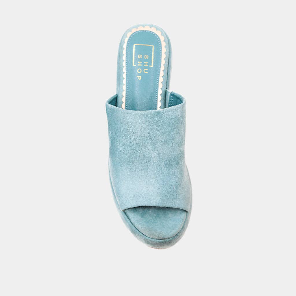 Gypsy Suede Heel Sandal ~ Aqua