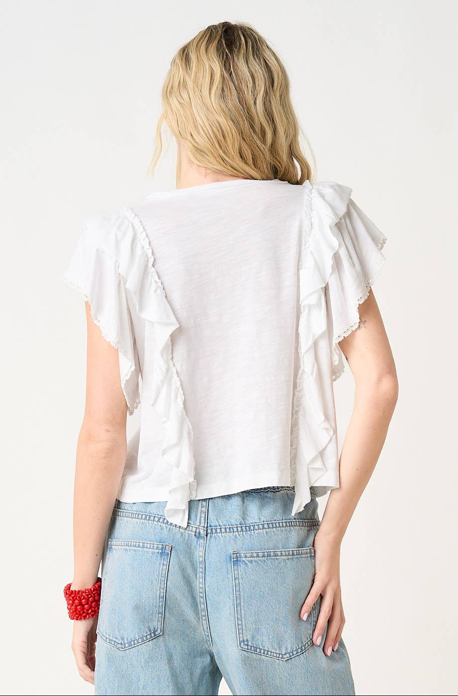 Lillie Lace & Ruffle Top ~ White