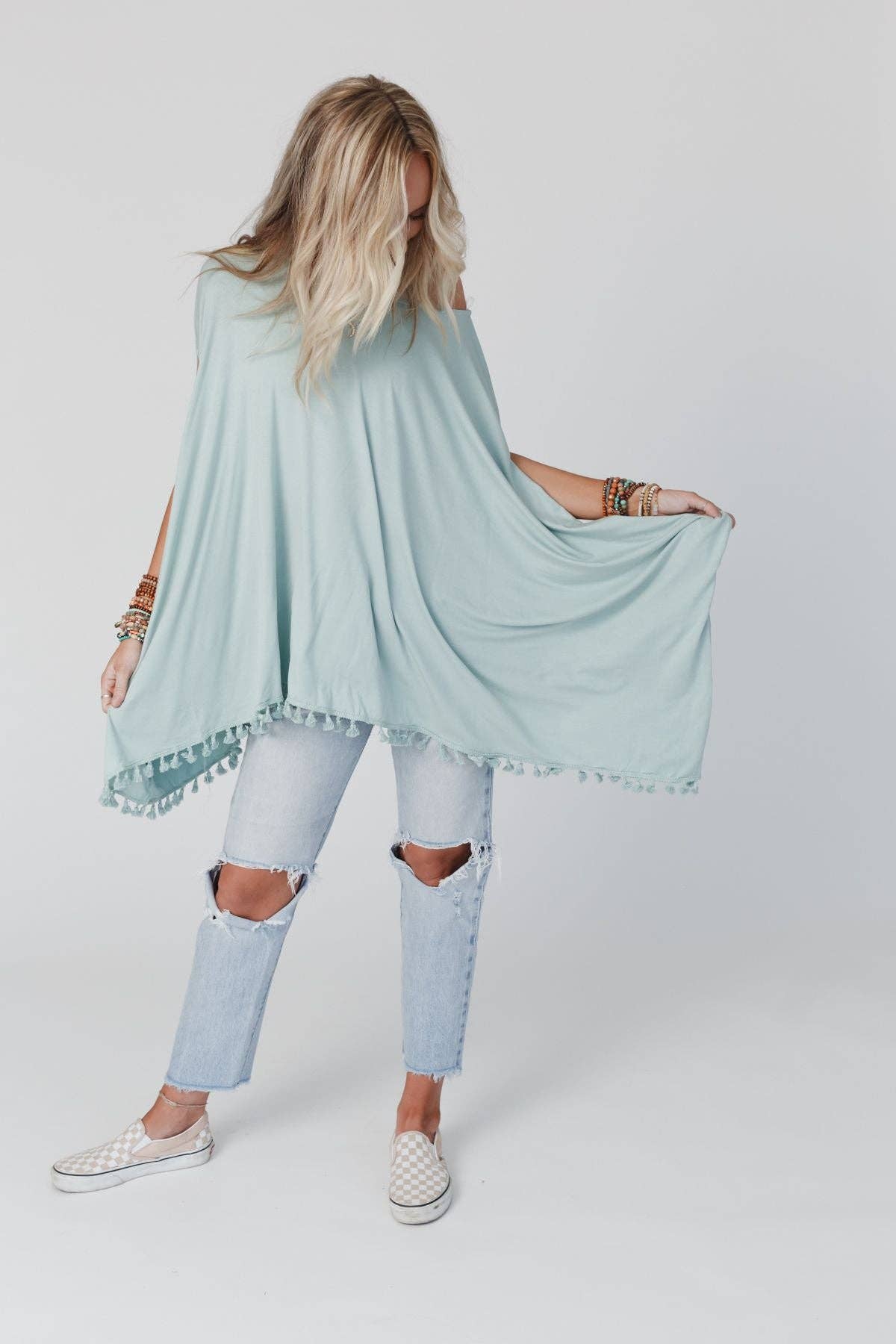 The Wren Tassel Tunic ~ Seafoam