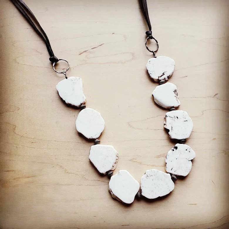 White Turquoise Slab Necklace