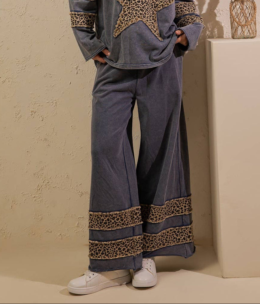 Lucia Leopard Star Mineral Wash Pants ~ Denim