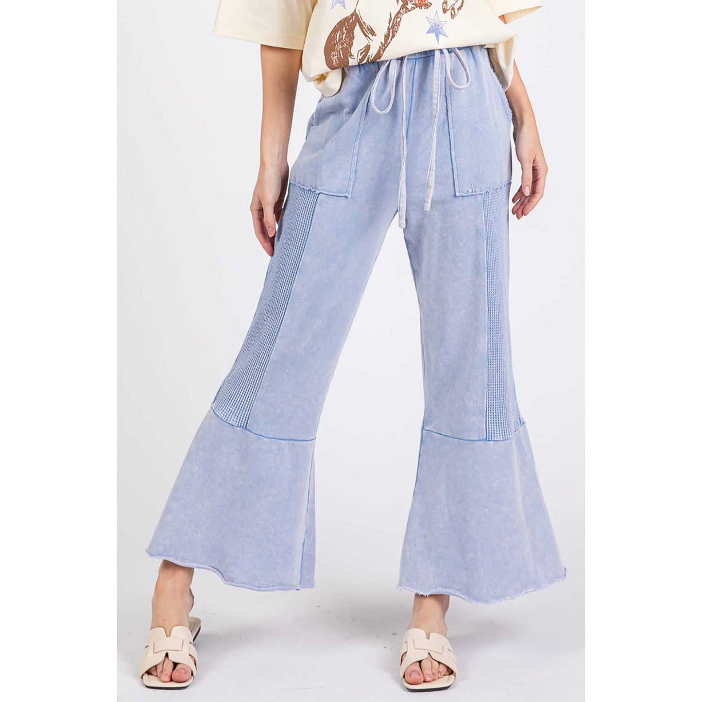 Vivian Vintage Wash Flare Panel Pants ~ Periwinkle