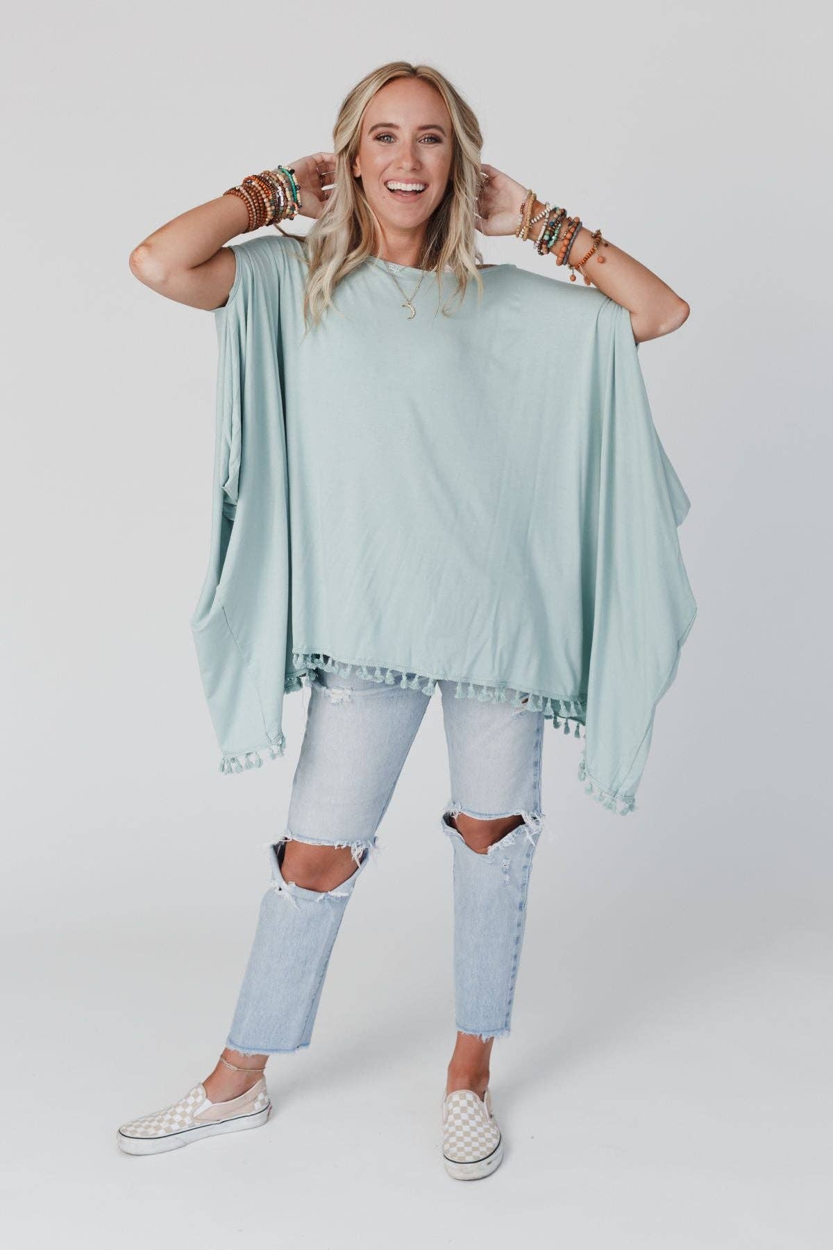 The Wren Tassel Tunic ~ Seafoam